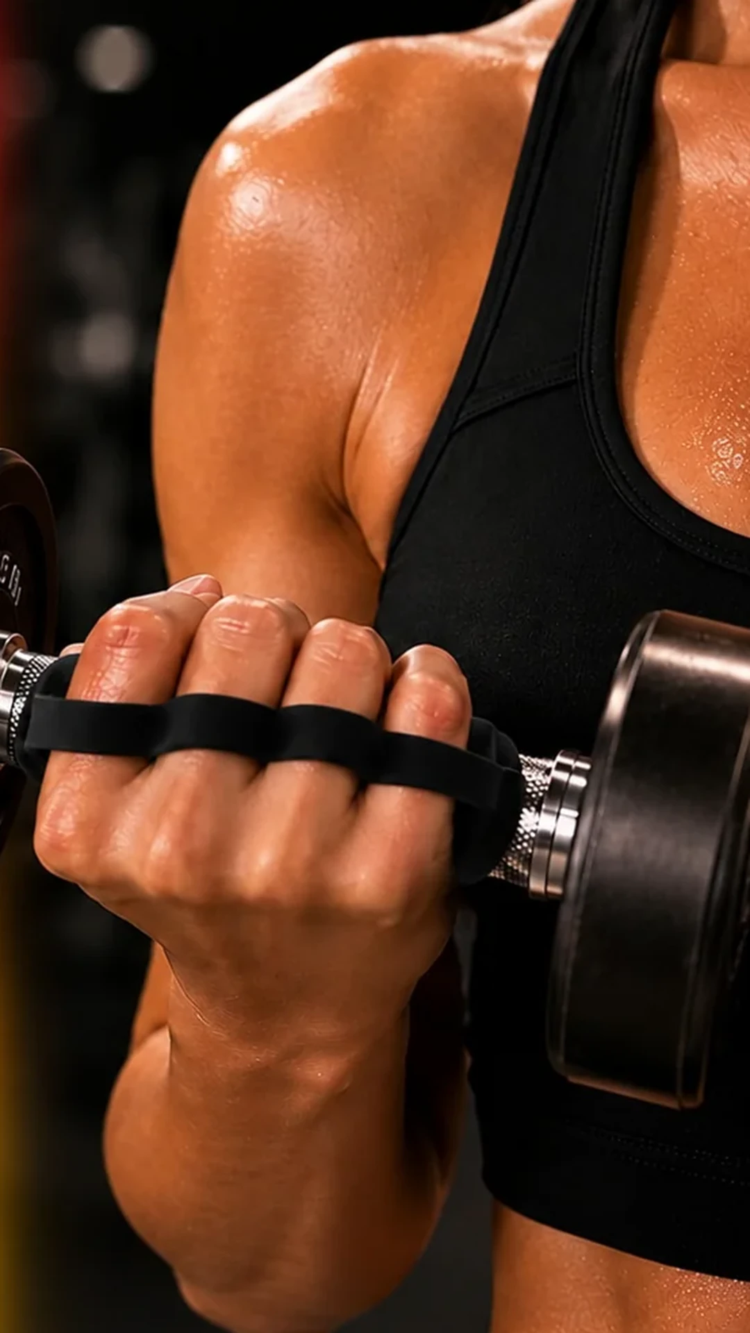 PLIONA grip pad used with a dumbbell